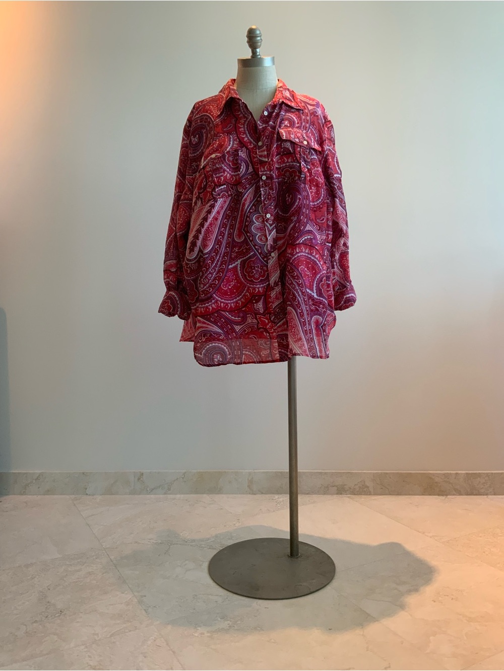 Vibrant Lauren Ralph Lauren Red Paisley Button-Front Blouse sz 3X - Picture 5 of 7